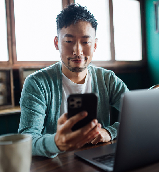 Person on the mobile banking app.